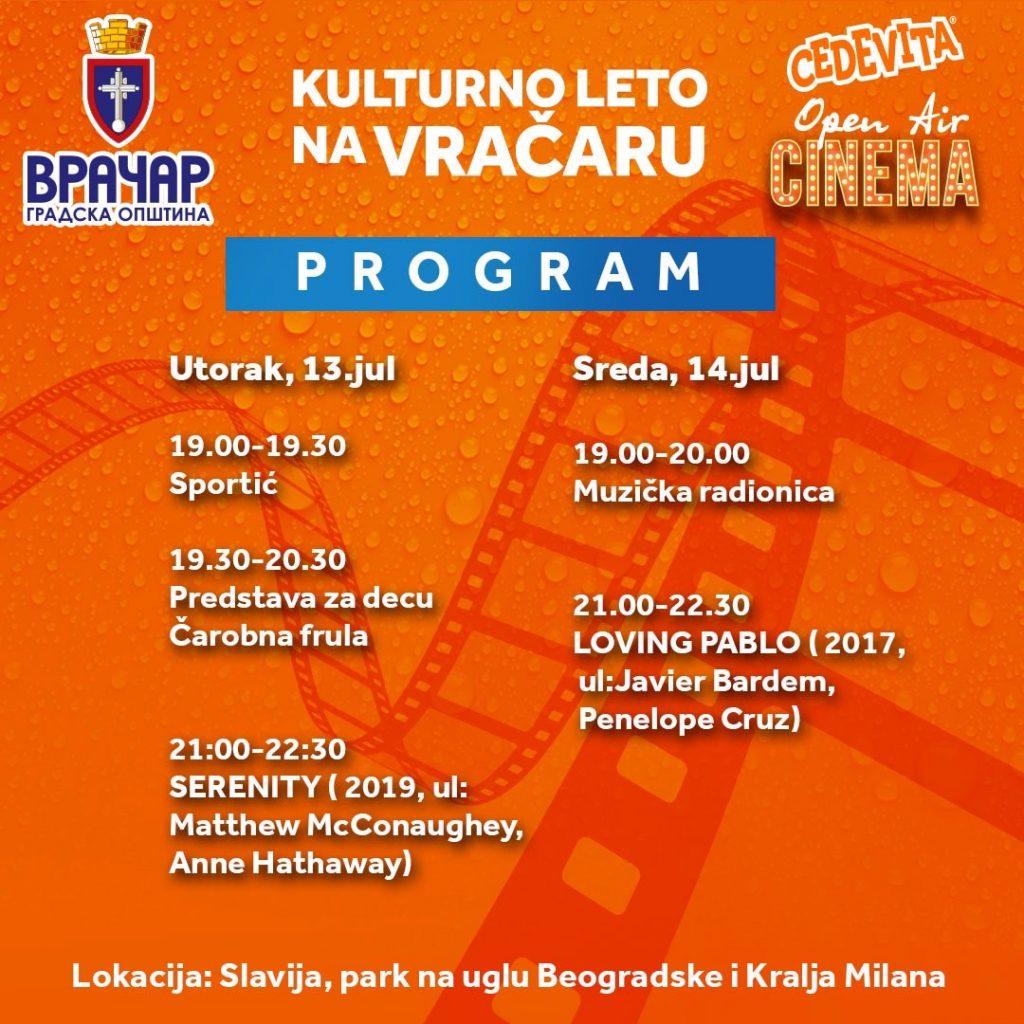 Najava programa za utorak i sredu u okviru „Kulturnog leta na Vračaru“