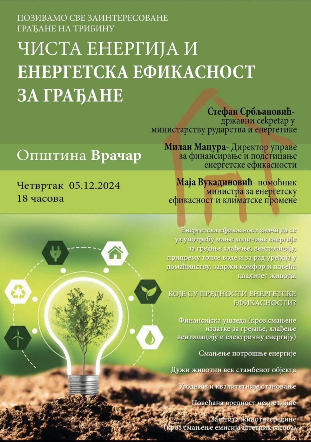 ВЕЧЕРАС ТРИБИНА НА ТЕМУ ЕНЕРГЕТСКЕ ЕФИКАСНОСТИ